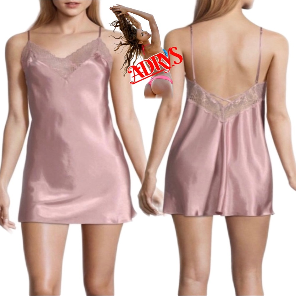 Cute Women’s Ambrille Satin Chemise Small Pink